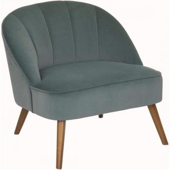 Sillón Naova de Atmosphera en terciopelo verde celadón con patas de imitación madera
