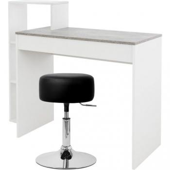Escritorio ML-Design con 3 Estantes, dimensiones 110x72x40 cm, color Blanco/Gris