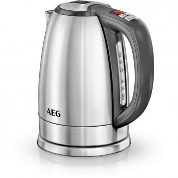 AEG EWA7700 Hervidor de Agua Serie 7, 2200W, 13 Niveles de Temperatura hasta 100ºC, Capacidad de 1.7L, Display LCD, Función Mantenimiento, Filtro Antical Extraible, Inox