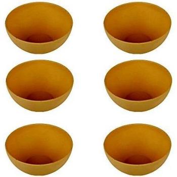 Pandoo - Juego de 6 cuencos de bambú, sin BPA, aptos para alimentos, para pícnic y camping, para el uso diario, aptos para lavavajillas y apilables, Blanco, small