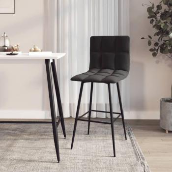 Taburete de Bar de Terciopelo Negro Vidaxl con asiento acolchado, altura ajustable, base cromada y diseño moderno