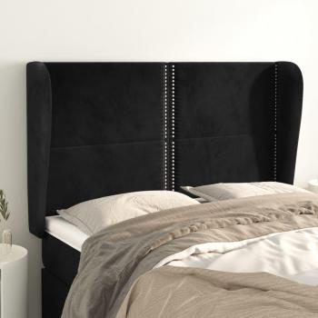 Cabecero de oreja negro 147x23x111/128 cm en terciopelo