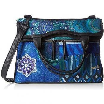 Desigual BOLS_CORDOBA SEDUCCIO - Bolso de hombro de material sintético mujer, color azul, talla 26x28x5 cm