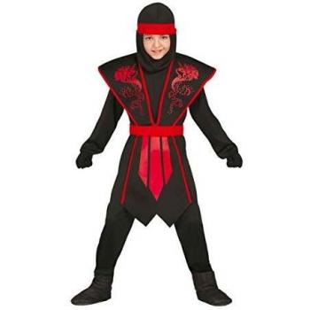 Disfraz Infantil Ninja Sombra Negro y Rojo Talla 7-9 Años