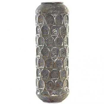 Jarrón DKD Home Decor Acabado envejecido Gris Dorado Metal Oriental 19 x 19 x 47 cm