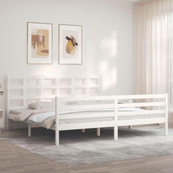 Cabecero de cama Super King Size de madera maciza blanca Vidaxl