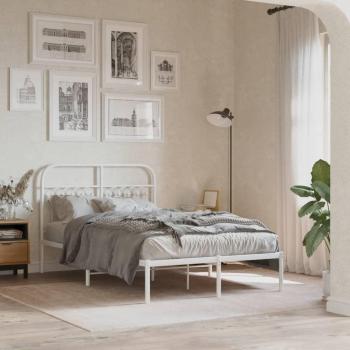 Cabecero de cama de metal blanco 120x200 cm con estructura de cama incluida Vidaxl