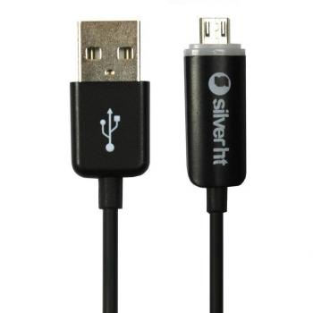 Silver HT - Cable de carga y sincronización Smart LED micro USB para Android / Windows