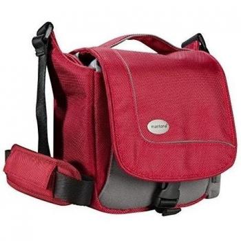 Mantona - Bolso bandolera para cámaras fotográficas, color rojo
