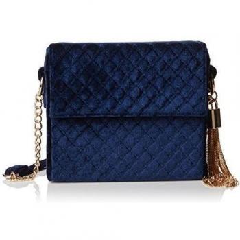New LookQuilted Velvet Travolta - Bolsa de Hombro mujer
, color Azul, talla One Size