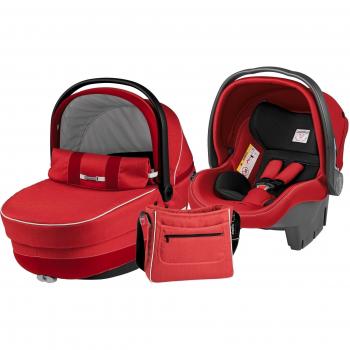Peg-Pérego Modular XL - Conjunto de capazo, silla de coche, grupo 0 y bolso, color rojo