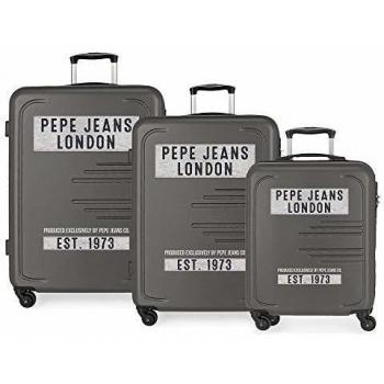 Pepe Jeans Edison Juego de Maletas Gris 55/69/79 cms Rígida ABS Cierre combinación 242L 4 Ruedas Equipaje de Mano