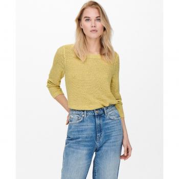 Jersey de mujer de manga larga y cuello redondo marca Only - modelo 15113356-Straw color amarillo