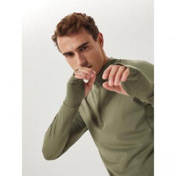 Borg Midlayer Half Zip Sweatshirt - Green, XXL