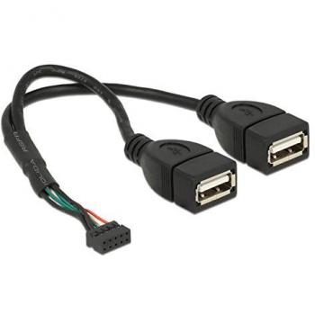 DeLOCK 84933 Cable Y USB 2.0 0,2 m 2 x USB A Negro