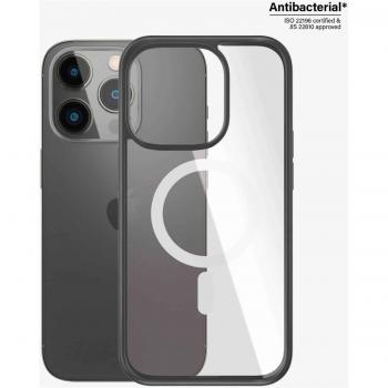 Funda PanzerGlass ClearCase MagSafe Compatible para Apple iPhone 14 Pro - Transparente y Negra, Antibacteriana