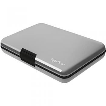 Billetera de Aluminio con Bloqueo RFID para 12 Tarjetas y Billetes, Unisex, Color Azul, Dimensiones 11 x 7.5 x 2cm