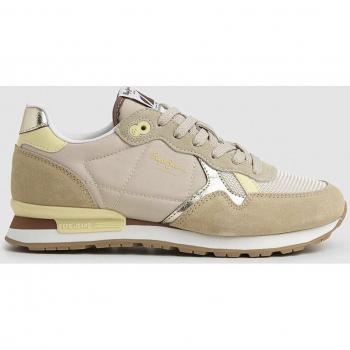 Zapatillas deportivas de mujer Pepe Jeans Brit Heritage con detalles metalizados, acolchadas y combinadas en piel