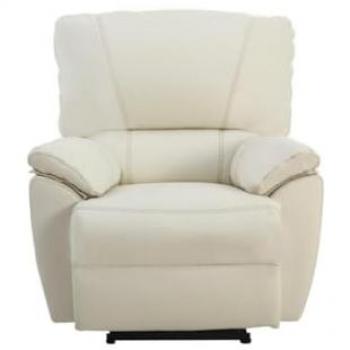 Sillón relax eléctrico de piel MARCIS - Blanco marfil