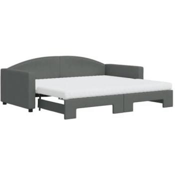 Sofá cama nido con colchón tela gris oscuro 90x190 cm
