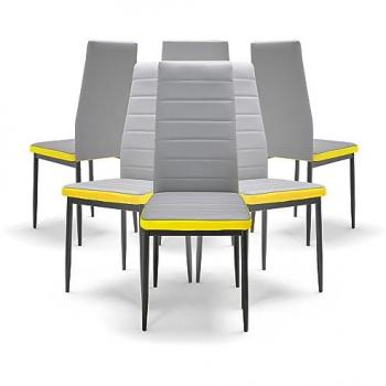 Lote de 6 sillones de polipiel gris estilo moderno Atene