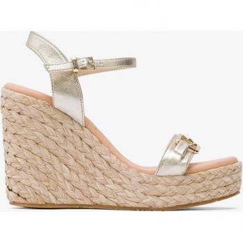 Sandalias de cuña de mujer en dorado de material sintético 107089-623-0702