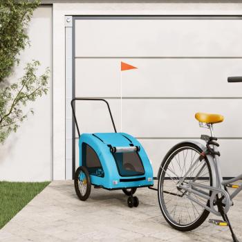 Remolque de bicicleta para mascotas de hierro y tela Oxford azul