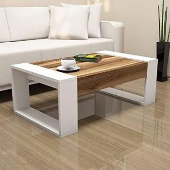 WoodenArt - Mesa baja de nogal blanca Venus – Walnut, color blanco