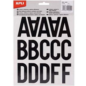 APLI 4450 - Letras adhesivas mayúsculas 50 mm, Negro