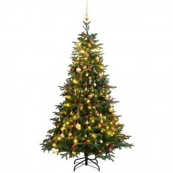 Artificial Hinged Christmas Tree with 300 LEDs and Ornament Balls, 180 cm