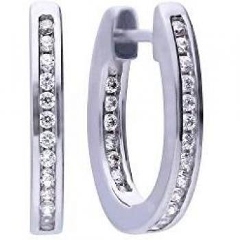 Pendientes aro Diamond Fire de plata con circonitas