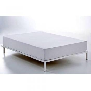 ESTELA - Sábana Bajera Ajustable Combi Liso Cala Color Blanco - Cama de 160 cm. - 100% Algodón - 144 Hilos
