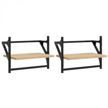 Estantes de pared con varillas 2 piezas Roble Sonoma 40x25x30 cm