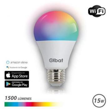 Elbat Bombilla LED Smart Wi-Fi A65 E27 15W 1500lm RGB - Temperatura 2700K a los 6000K - Control de Voz - Control Remoto - 3 Modos de Color: