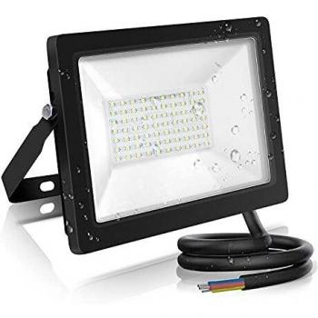 Foco Proyector LED Exterior 50W, 4500LM, IP65 Impermeable, Luz de Seguridad Blanco Frío 6400K para Jardín y Patio