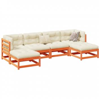 vidaXL 6 Piece Garden Sofa Set Wax Brown Solid Wood Pine