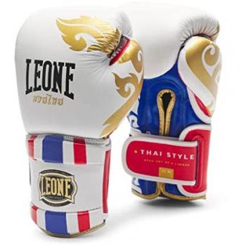 Leone1947 Thai Style 16 oz Artificial Leather Boxing Gloves - White/Red/Blue Unisex