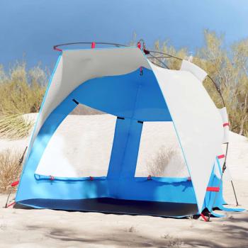 Tienda de playa 2 personas impermeable apertura rápida color azul, gris y verde mar