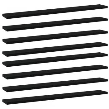 Black Engineered Wood Bookshelf Boards - Set of 8, 80x10x1.5 cm