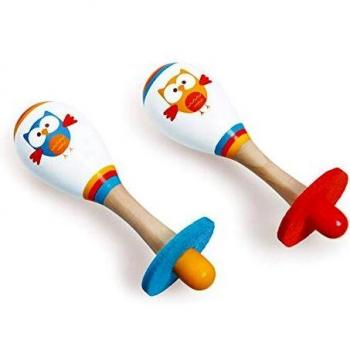Scratch- Juguetes electrónicosInstrumentos Musicales para niñosSCRATCHScratch Music: Maracas Owl Lou diam.4.5x14.5cm, 2 Designs, in Display, 12m+, Multicolor