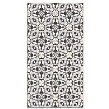 Alfombra Vinílica Antideslizante e Ignífuga Baldosín Oriental Caleidoscopio Gris 120x170 cm - Alfombra para Cocina y Salón