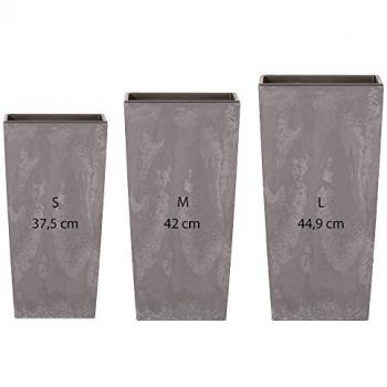 Macetas Altas Prosperplast Urbi Square Effect 11,4x16,3x19 L Color Gris Claro con Depósito (Pack de 3)