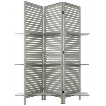 Biombo gris Pegane con 3 estantes - An. 120 x p. 26 x a. 170 cm