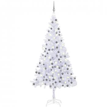 vidaXL Artificial Pre-lit Christmas Tree with Ball Set L 240 cm White