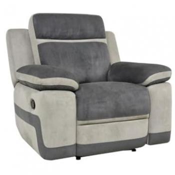 Sillón relax de microfibra Talca en color antracita con bandas gris claro y mecanismo manual