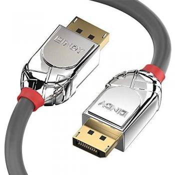 LINDY - Cable DisplayPort HDMI 1.2 Cromo Line de 1 Metros, Display Port 4k@60Hz 1.2 21.6G 3D 4k 1080p