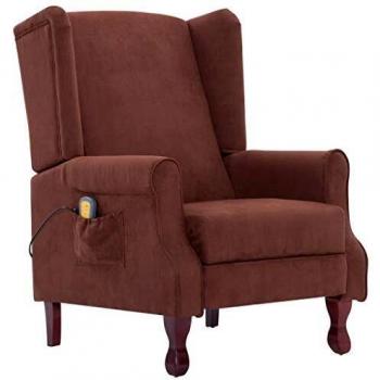 Sillón de masaje eléctrico y reclinable tela marrón