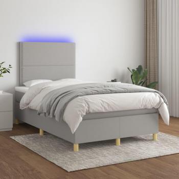 Colchón para cama box spring de muelles y tela LED gris claro 120x200 cm