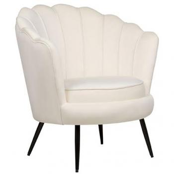 Sillón Retro de Terciopelo Blanco Crema con Patas de Metal Negro - Forma Novedosa Lovikka