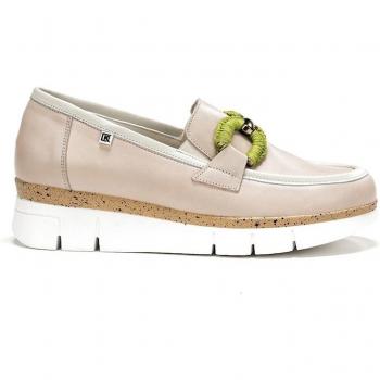 Mocasines de mujer en piel con adorno DORKING D9298 Blanco